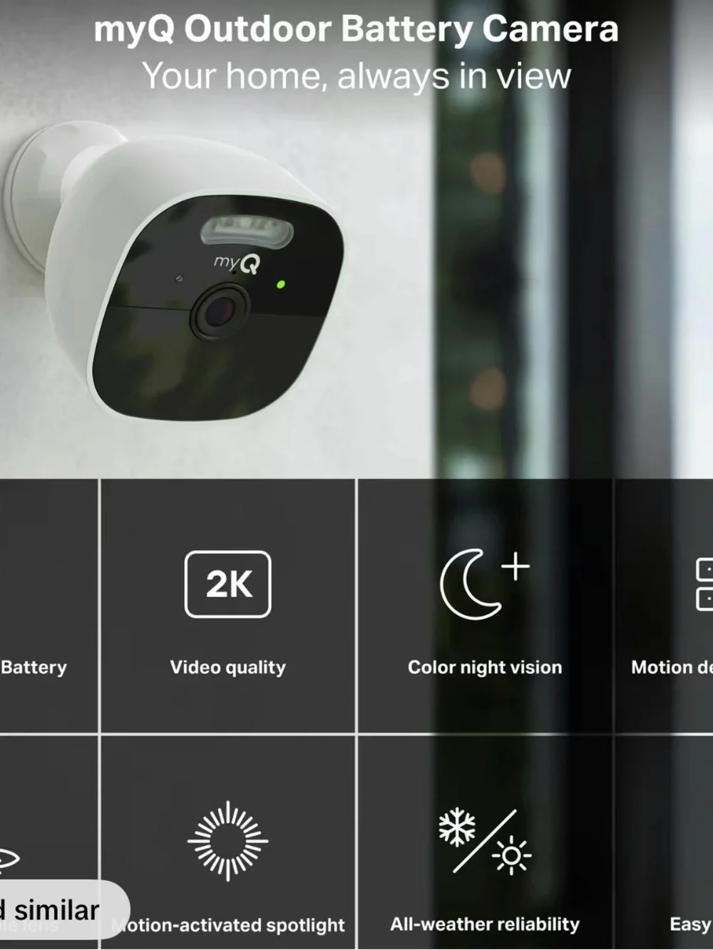 myQ Outdoor Battery Camera - White & Black